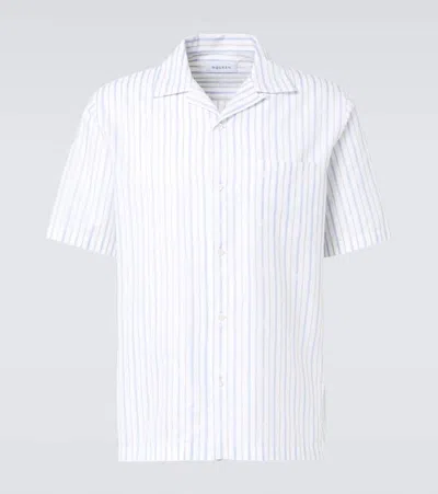 Alexander Mcqueen Short-sleeve Striped Shirt With Camp Collar In White