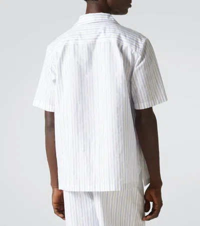 Alexander Mcqueen Short-sleeve Striped Shirt With Camp Collar In White