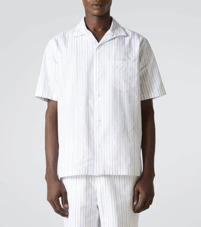 Alexander Mcqueen Short-sleeve Striped Shirt With Camp Collar In White