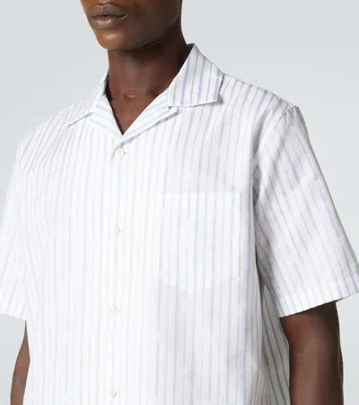 Alexander Mcqueen Short-sleeve Striped Shirt With Camp Collar In White