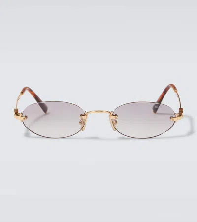 Miu Miu Oval Sunglasses In Gold