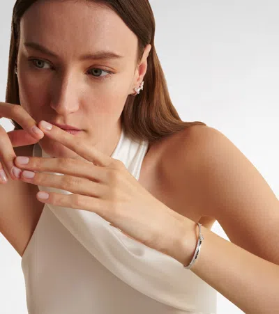 Repossi Serti Sur Vide 18kt White Gold Bangle With Diamonds In Silver