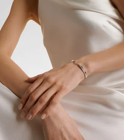 Repossi Serti Sur Vide 18kt White Gold Bangle With Diamonds In Silver