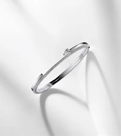 Repossi Serti Sur Vide 18kt White Gold Bangle With Diamonds In Silver