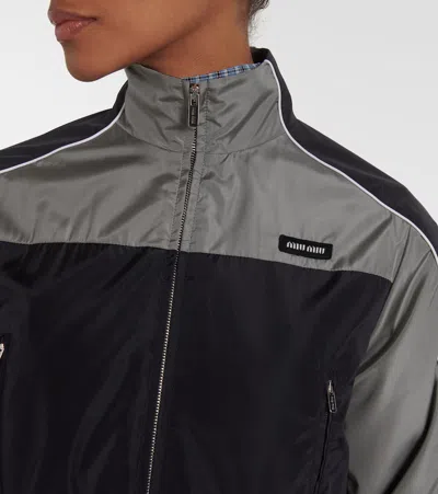 Miu Miu Technical Cropped Track Jacket In Multi