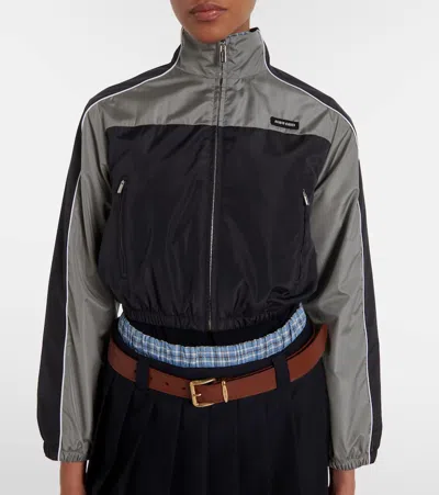 Miu Miu Technical Cropped Track Jacket In Multi