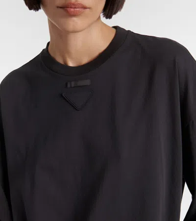 Prada Charcoal Cotton Oversize T-shirt In Grey
