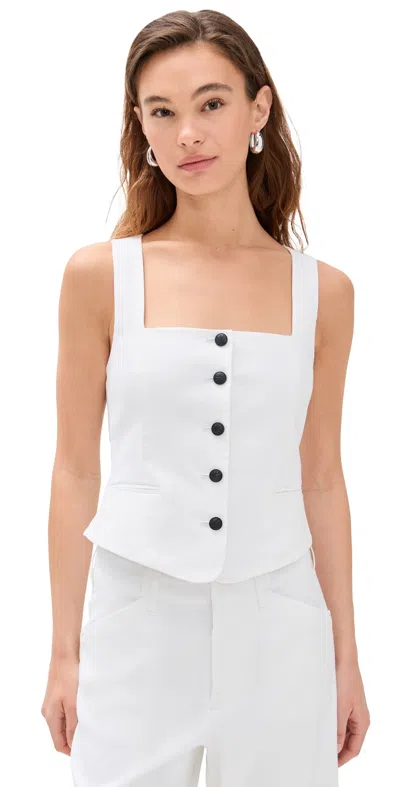 Rag & Bone Mariana Square Neck Linen Blend Vest In White