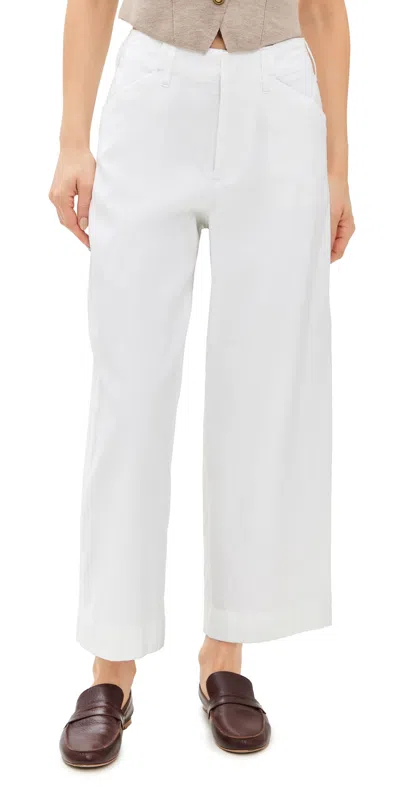 Rag & Bone Banks Linen Blend Crop Straight Leg Pants In White