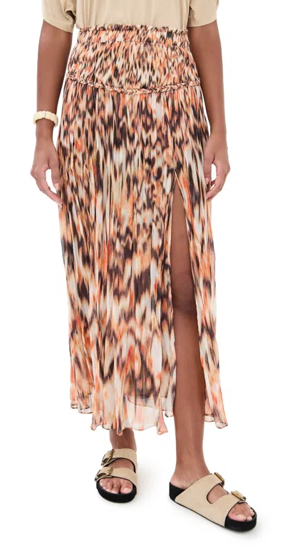 Isabel Marant 'rolande' Animal Print Skirt In Orange