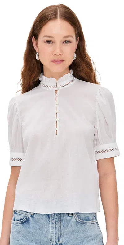 Frame The Ruffle Collar Top White In White