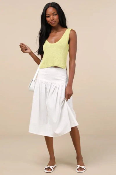 Lulus Elevated Staple Lime Green Lurex Cropped Sweater Tank Top In Green