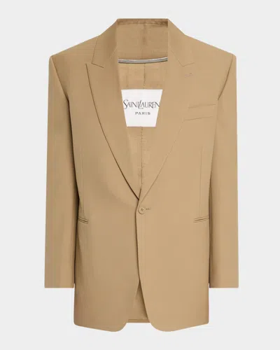 Saint Laurent Giacca In Lana Sartoriale Jackets Beige In Neutral