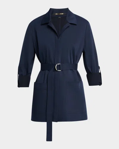 Kobi Halperin Veda Belted Cotton Jacket In Indigo