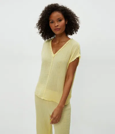 Michael Stars Medina Cropped Gauze Pant In Lemonade