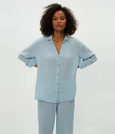 Michael Stars Leo Gauze Button Down Shirt In Fountain