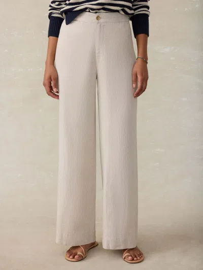 Faherty Sun Strider Wide Leg Linen Pants In Flax