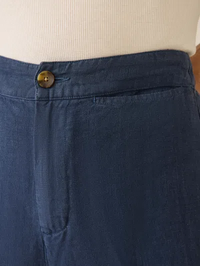 Faherty Sun Strider Wide Leg Linen Pants In Deep Sea Navy