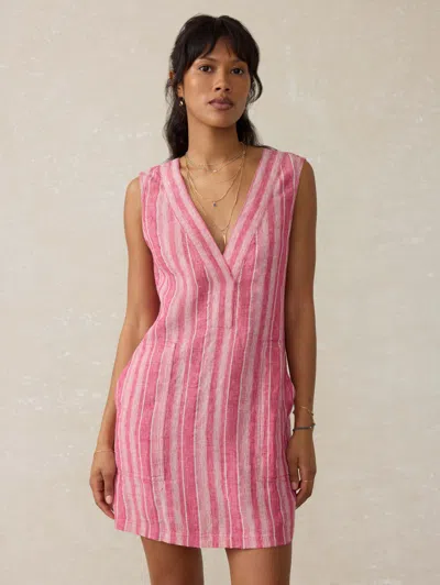 Faherty Azure Stripe Sleeveless Linen Blend Minidress In Granita Stripe