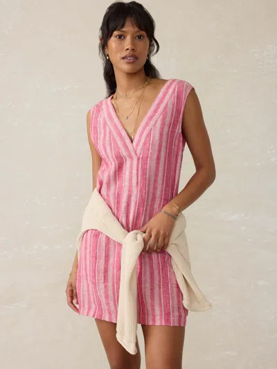 Faherty Azure Stripe Sleeveless Linen Blend Minidress In Granita Stripe