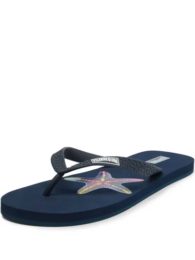 Vilebrequin Vbq Line Flip Flops In Bleu Marine