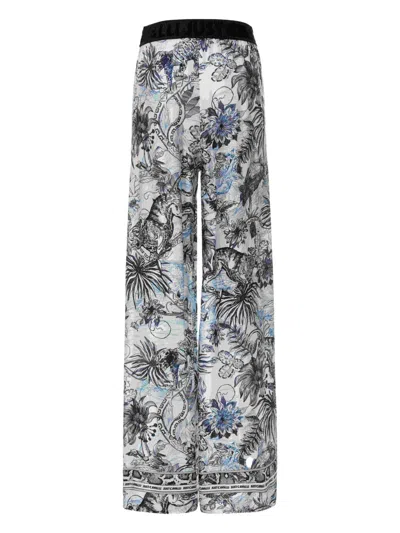 Just Cavalli Floral-print Trousers In 白色