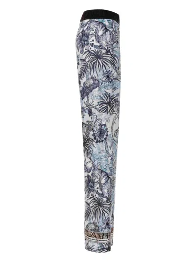 Just Cavalli Floral-print Trousers In 白色