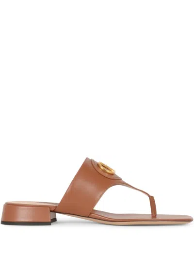 Valentino Garavani Tobacco Vlogo Signature Thong Sandals In Brown