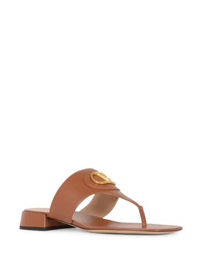 Valentino Garavani Tobacco Vlogo Signature Thong Sandals In Brown