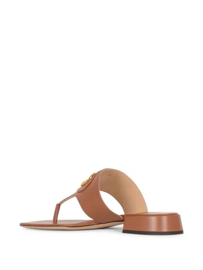 Valentino Garavani Tobacco Vlogo Signature Thong Sandals In Brown