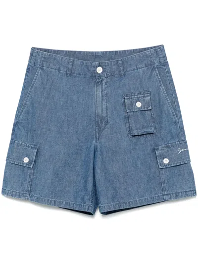 Givenchy Denim Cargo Shorts In Blue