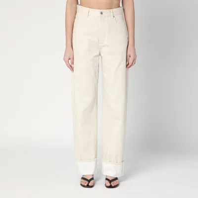 Bottega Veneta Meringue Coloured Turned Up Jeans In Beige