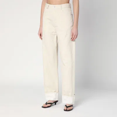 Bottega Veneta Meringue Coloured Turned Up Jeans In Beige