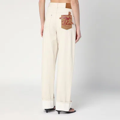 Bottega Veneta Meringue Coloured Turned Up Jeans In Beige