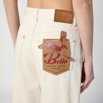 Bottega Veneta Meringue Coloured Turned Up Jeans In Beige