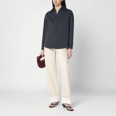 Bottega Veneta Technical Cotton Silk Oversized Shirt In Grey