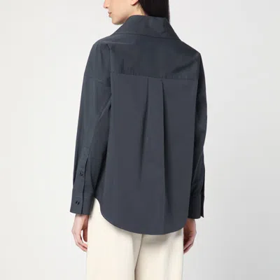 Bottega Veneta Technical Cotton Silk Oversized Shirt In Grey