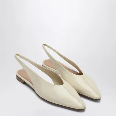 Bottega Veneta Sofia Leather Slingback Point-toe Flats In White