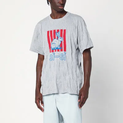 Bottega Veneta Graphic Rabbit-print Crushed Cotton Jersey T-shirt In Gray