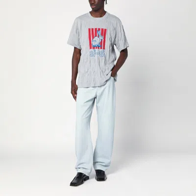 Bottega Veneta Graphic Rabbit-print Crushed Cotton Jersey T-shirt In Gray
