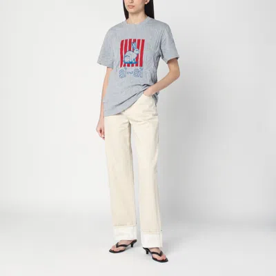 Bottega Veneta Crushed Cotton Printed Jersey T-thirt In Grey