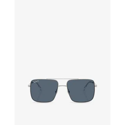 Ray Ban Womens Rb3758 Ari Bio-based Square-frame Metal Sunglasses Silver In Silver