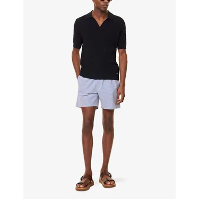 Polo Ralph Lauren White/blue Striped Swim Trunks In Light Blue