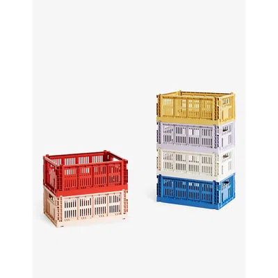 Hay Colour Stackable Medium Plastic Crate 34cm X 26cm Red In Red