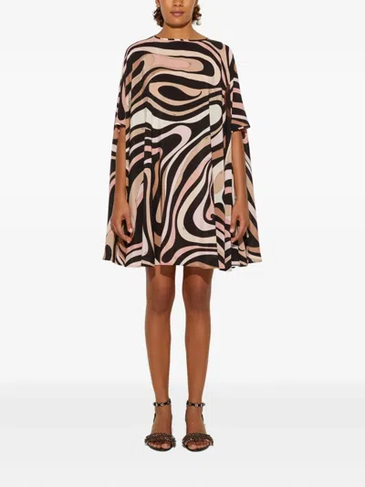 Pucci Marmo Print Silk Kaftan In Black