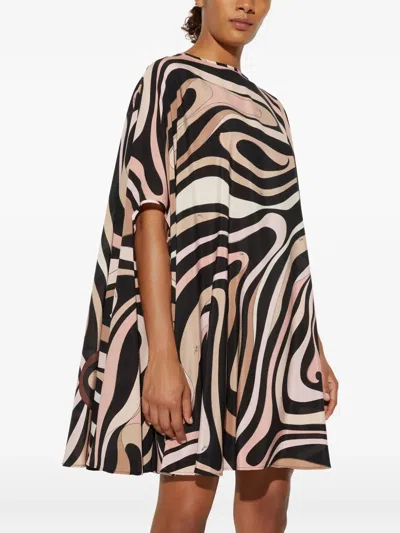 Pucci Marmo Print Silk Kaftan In Black