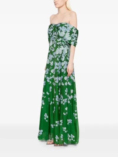 Sachin & Babi Kennedy Gown In Kelly Green Degrade Florals