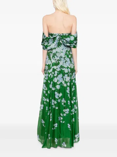 Sachin & Babi Kennedy Gown In Kelly Green Degrade Florals
