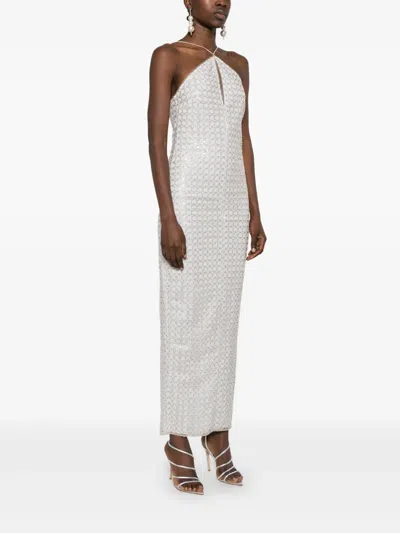 Rotate Birger Christensen Beaded Maxi Dress In Neutrals