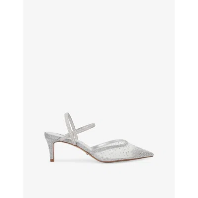 Dune Womens  Charismatic Rhinestone-embellished Mesh Slingback Courts In Silver Synthetic